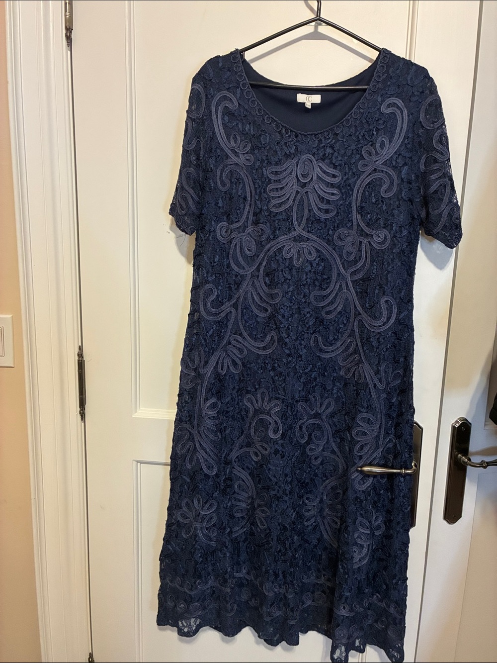 CC Navy Embroidered Lace Midi Dress 👵MT